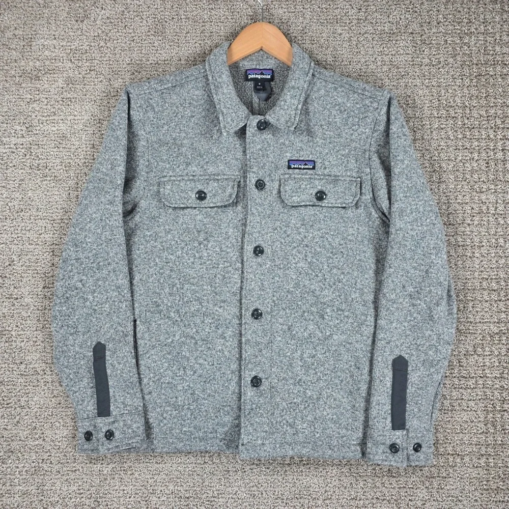 Patagonia Better Sweater Shirt Jacket Mens Medium Gray Full Button Fleece Coat